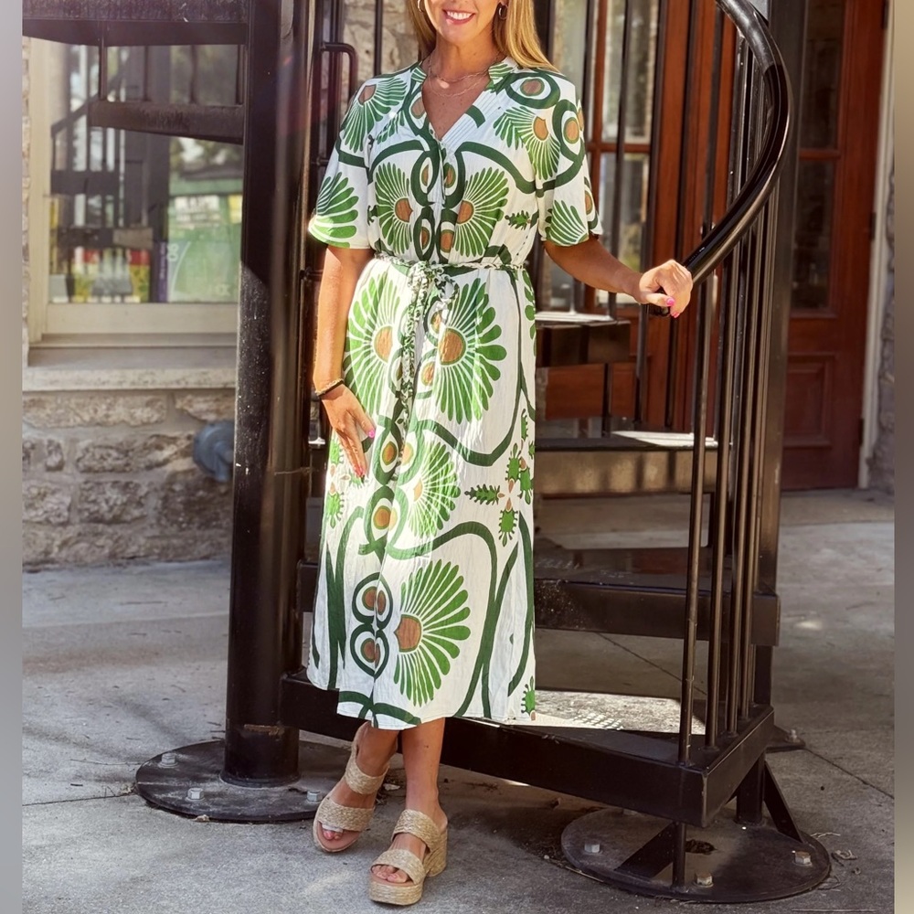 GiGio Leona Palm Midi Dress- Sz Small